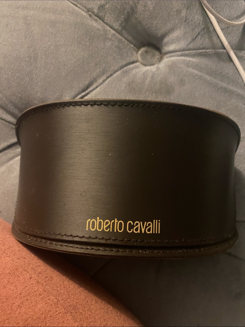 Roberto Cavalli Black Leather Case with Gold Logo